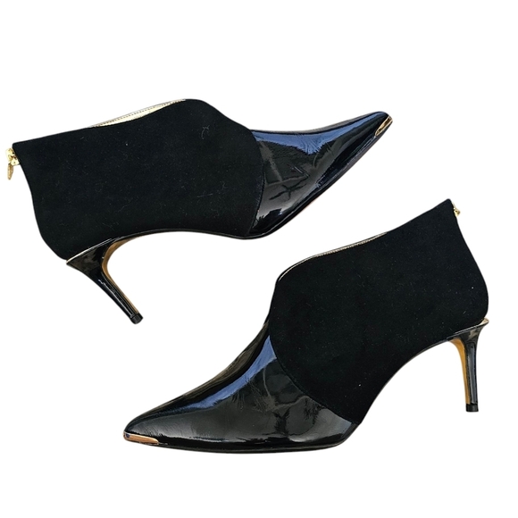 Ted Baker Lodon Leather Elegant Black Stilleto Booties Size 40 - Picture 1 of 8